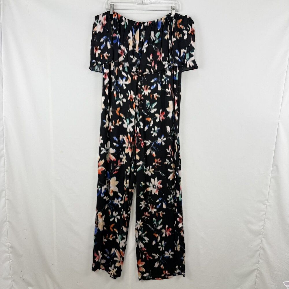 NWT Anthropologie Corey Lynn Calter Black Floral Strapless Jumpsuit Size XL - Picture 2 of 16